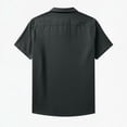 thumbnail image 6 of BiZtdJrK Men's Button Down Short Sleeve Shirts Casual Cotton Summer Beach Tops Solid Color Office Work Dress Shirts Dark Gray XXL, 6 of 9