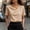 Beige, variant on SEMPAI Short Sleeve Shirts for Women Solid Color Waffle Cowl Neck Casual Spring Summer Blouse Trendy Comfy Tshirt