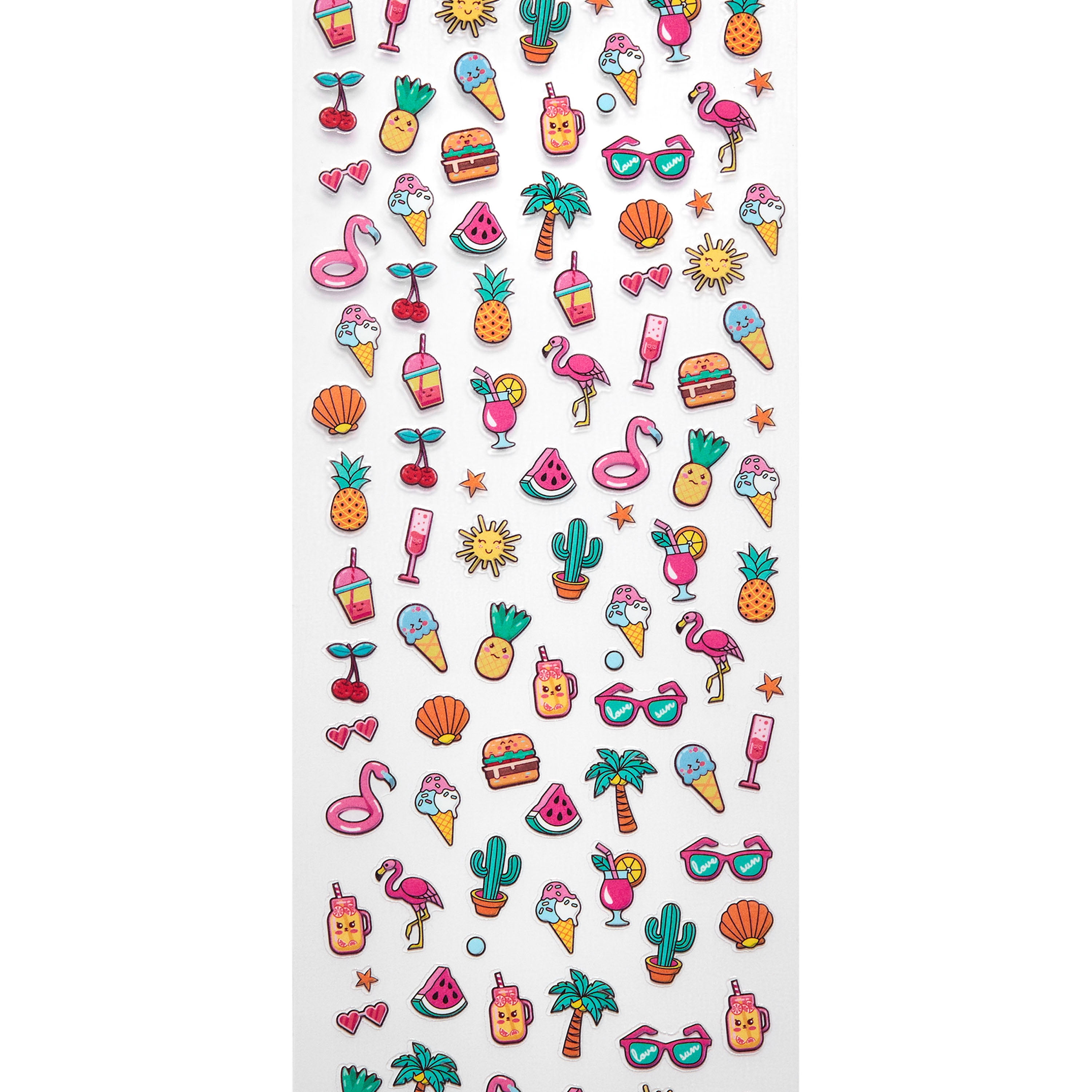 Salon Perfect Nail Art Stickers, Summer Crush, Summertime Design Decals, 1 Sticker Sheet