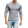 thumbnail image 1 of Camiseta básica informal de manga larga con degradado de color para hombre - Diseño ligero en el dobladillo, poliéster-spandex, tallas S-XXXL, 1 of 4
