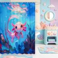 thumbnail image 2 of Manfei Rainbow Axolotl Shower Curtain 72Wx72L,Watercolor Animals Pattern Bathroom Curtain, 2 of 5