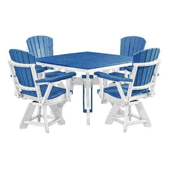 Five Piece Square Dining Height Dining Set in Blue/White