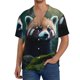 thumbnail image 1 of Balery Forest Plant Raccoon Camisa Casual de Manga Corta con Botones para Hombre, Texturizada, Estilo Cubano, para Playa, Verano-Small, 1 of 5