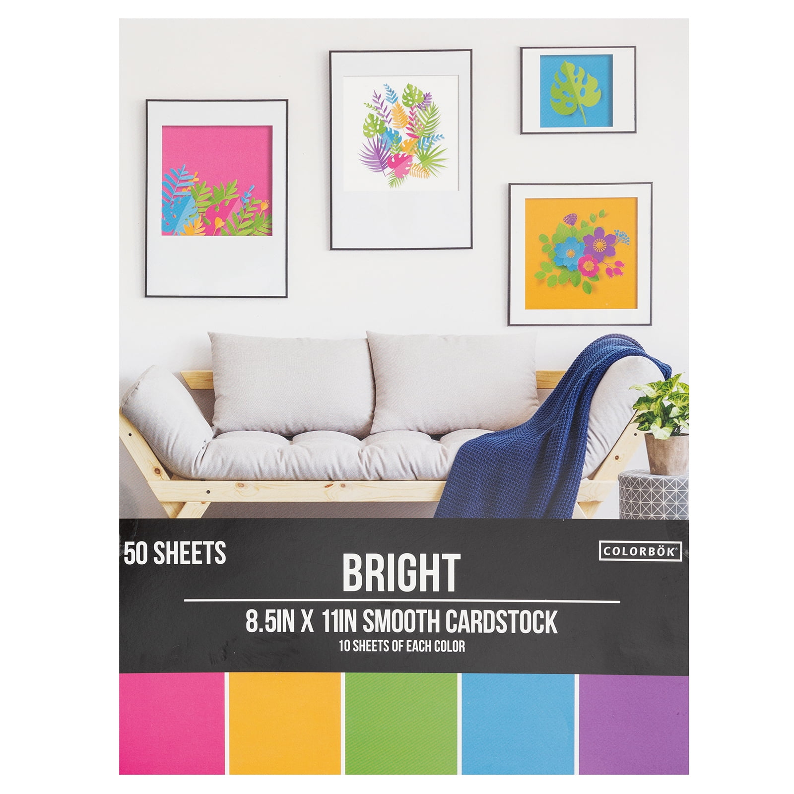 Colorbok Bright Smooth Cardstock Sheets, 50 Count
