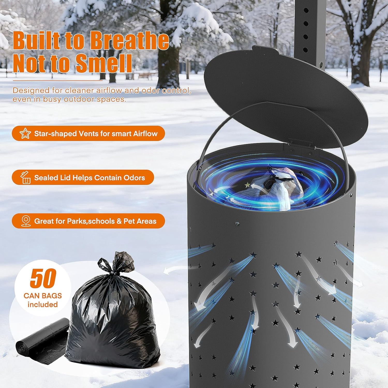 Metateel Dog Waste Station Outdoor, Pet Waste Disposal Station Rustproof Aluminum with 10 Gallon Trash Can, 600 Dog Poop Bags & 50 Liners for Parks, Trails, HOA Communities (Black)