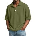 thumbnail image 2 of Fabrcox Men Polo Shirts Short Sleeve Waffle Henley Collared Men's Golf Shirts Sports Knitted Lightweight Casual Mens Workout Shirts Green XXL, 2 of 8