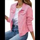 thumbnail image 2 of Chaquetas Vaqueras para Mujer, Básicas, de Larga, con Botones, Estilo Corto, A Rosa L, 2 of 7