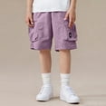 thumbnail image 4 of ITSAME Boys Cargo Shorts, Elastic Waist with Pockets Quick-Dry Summer Fashion Casual Shorts Purple Size 11-12, 4 of 8