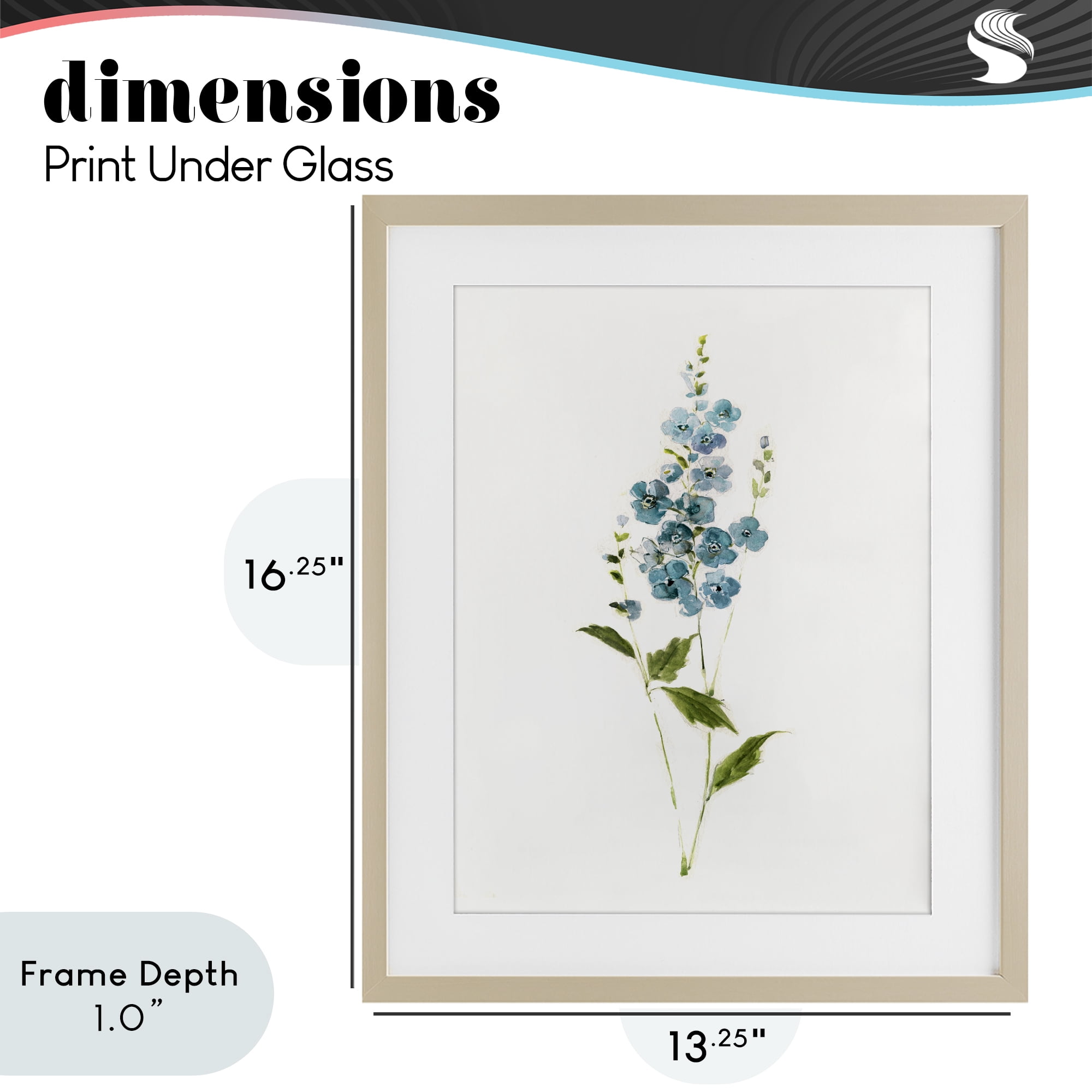 Stupell Industries Delicate Blue Sprigs Birch Framed Print Under Glass, design by Sally Swatland