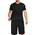 thumbnail image 2 of BXINGOHAI 2 Pieces Outfits Summer Tracksuit Short Sleeve T-Shirts and Shorts Casual Athletic Sets for Men Black,XL, 2 of 6