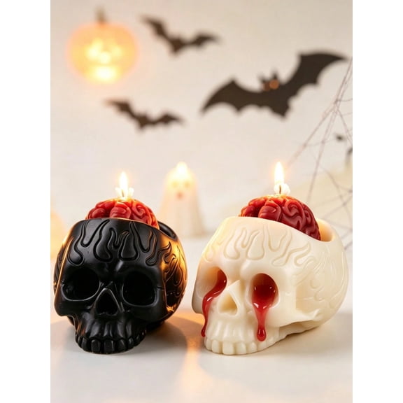 Handmade scented Halloween skull candle with a realistic "dripping" effect—perfect for tabletop decor, holiday celebrations, baby shower favors, and party gifts.