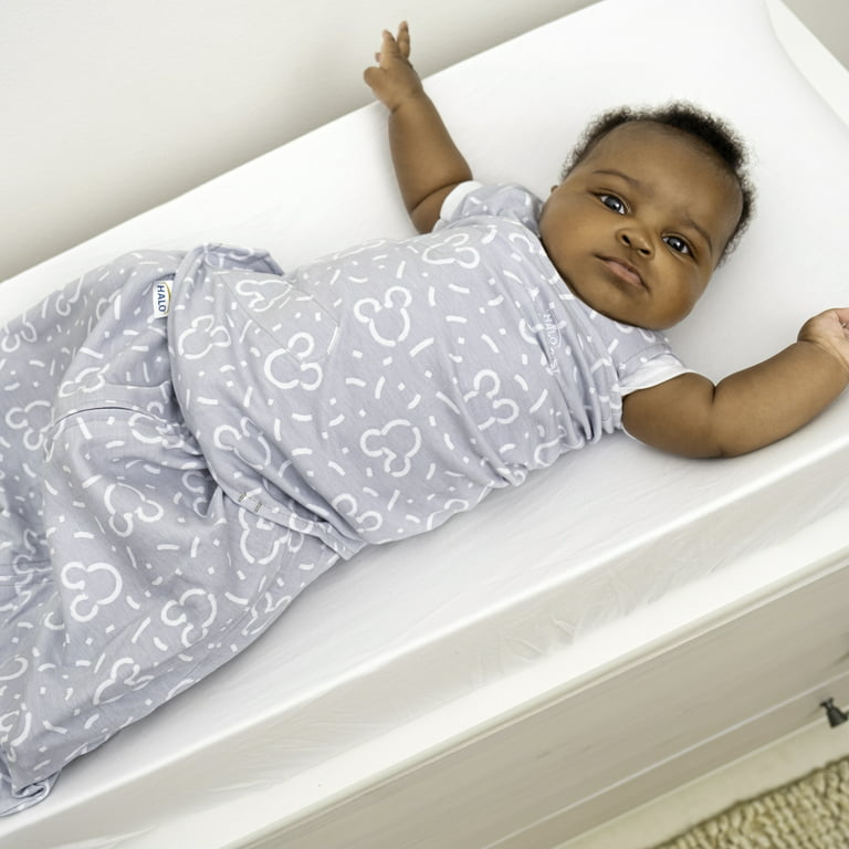 Halo® Sleepsack® x Disney Baby Swaddle, 100% Cotton, Confetti Mickey -  Grey, Newborn, Unisex, 0-3 Months 