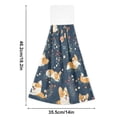 thumbnail image 3 of Corgis Poses Flower Pattern Hand Towels 2 Pack Quick Dry Velvet Soft with Velcro Kitchen Bath 14x18in, 3 of 7