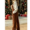 thumbnail image 4 of Vynhevius Women's Corduroy Bib Overalls Adjustable Straps Wide Leg Pockets Loose Casual Winter One Piece Pants, 4 of 8