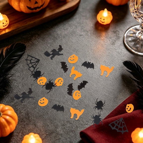 Clearance Under $3 Halloween Scattered Confetti Mix – 15g Pumpkin Ghost Bat Star Glitter Table Scatter for Party Decor, 15g Bag