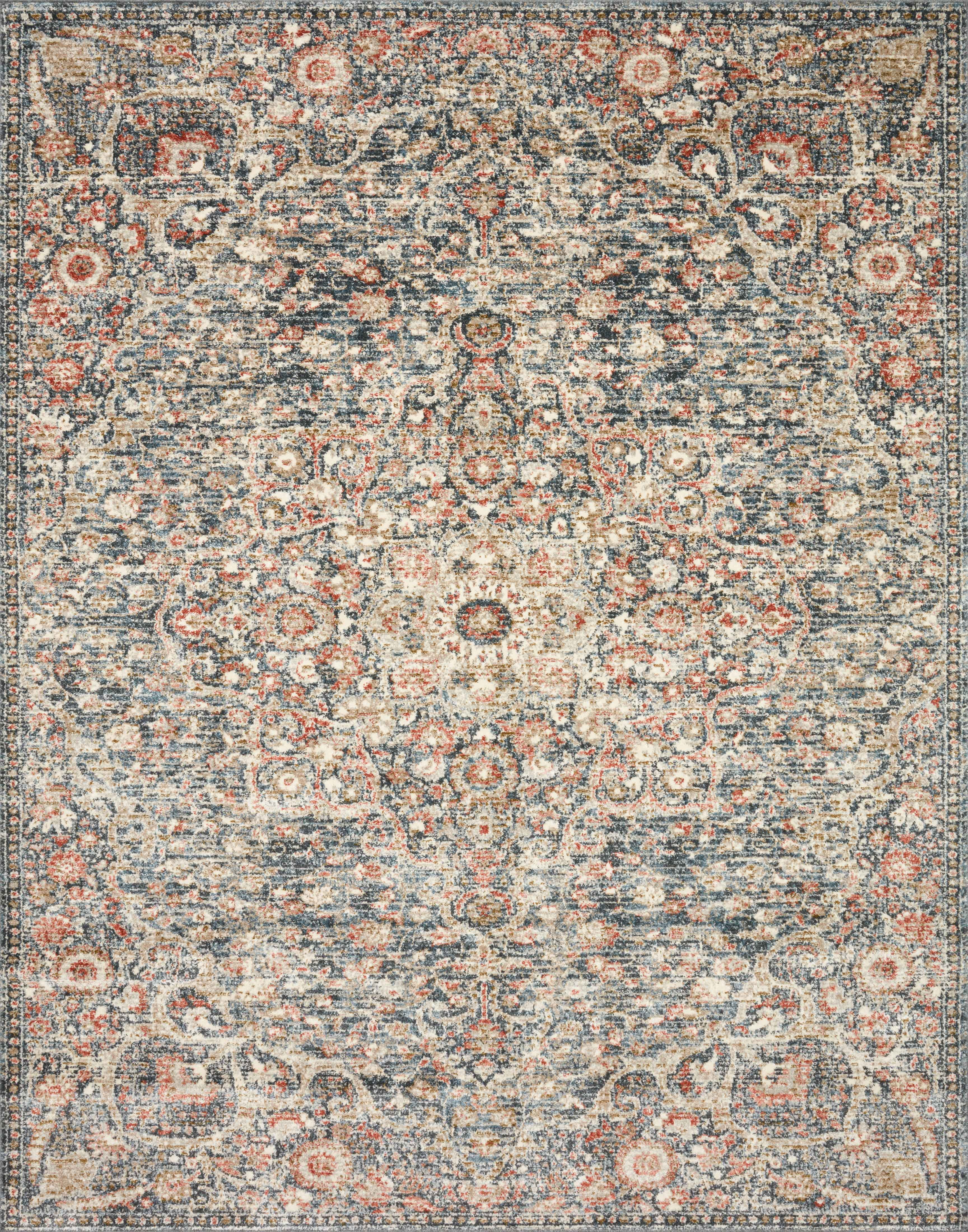 Loloi Saban SAB-02 Oriental Blue / Spice Area Rug 18" x 18" Sample