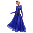 thumbnail image 4 of iiniim Women's Ballroom Modern Dance Big Swing Long Dress Waltz Competition Costume Blue M, 4 of 7