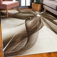 thumbnail image 3 of Abstract Decorative Rug, Geometrical Smoke Like Striped Huge Flower Floral Design Work of Art, Quality Carpet for Bedroom Dorm and Living Room, 6 Sizes, Umber Cocoa, by Ambesonne, 3 of 4