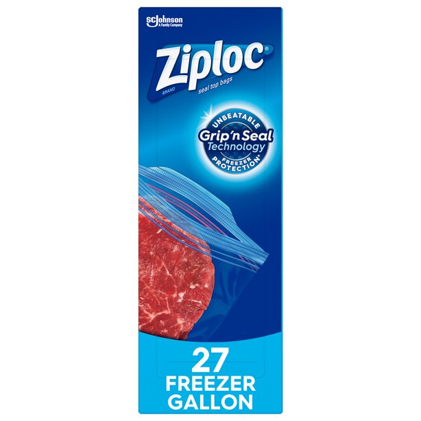 Ziploc Brand Freezer Gallon Bags with Grip 'n Seal Technology, 27 Count