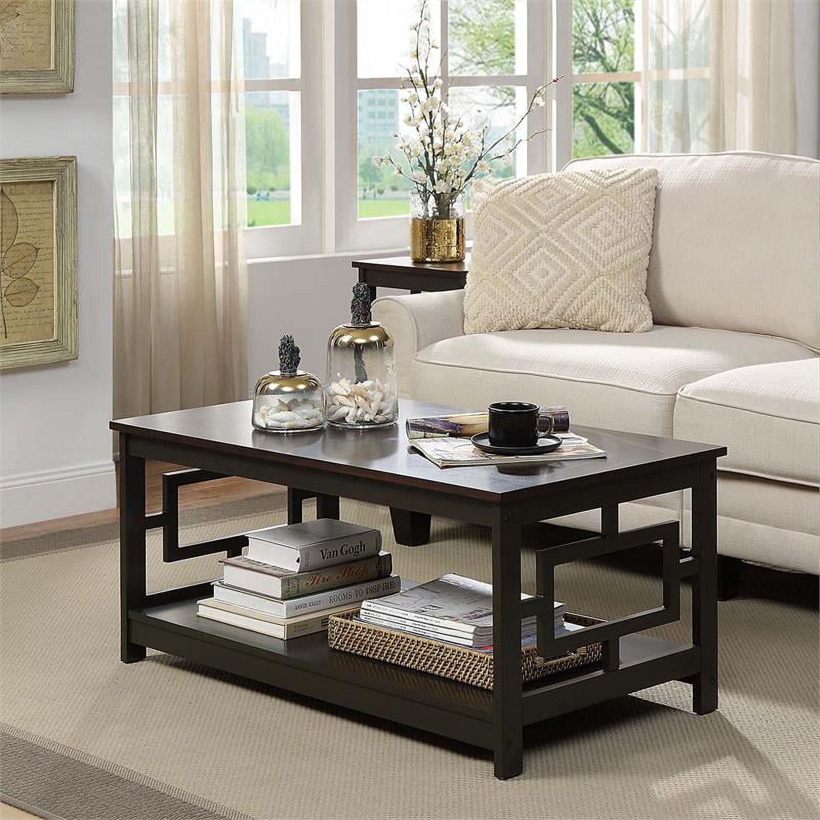 Convenience Concepts Town Square Coffee Table with Shelf, Espresso