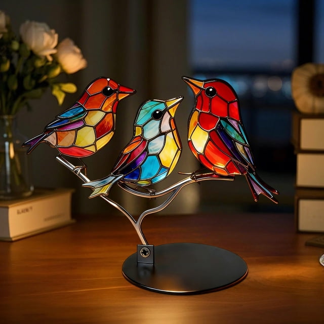 Metal Ornament Colorful Decoration Five Birds Pendant