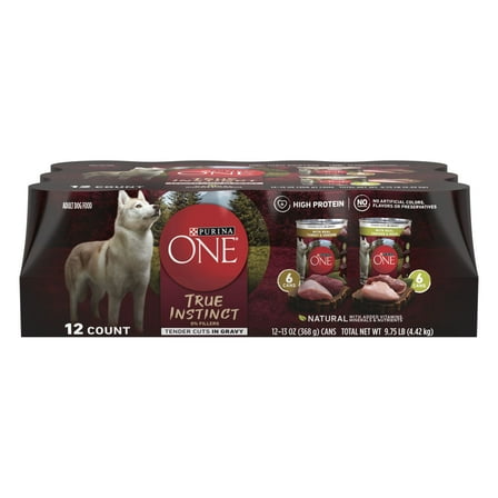 Purina ONE Smart Blend Wet Dog Food, High Protein Soft Gravy Variety Pack, 13 oz Cans (12 Pack)