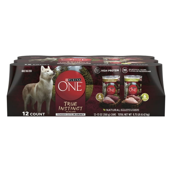 Purina ONE Smart Blend Wet Dog Food, High Protein Soft Gravy Variety Pack, 13 oz Cans (12 Pack)