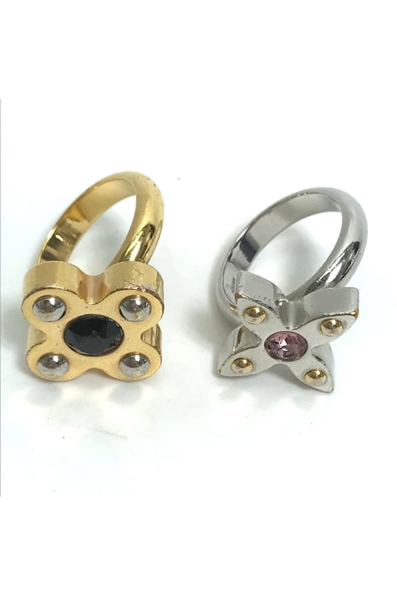 Pre-Owned LOUIS VUITTON M65247 Berg Love Letters Rhinestone 2-Piece Ring Set,... (Good)