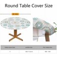 thumbnail image 2 of Circles Dots Tablecloth Round Kaleidoscope Orange Turquoise Ethnic Style Waterproof Wipeable Table Cloth Cover for Dining Room Fitted Table 40-44 inch, 2 of 6