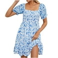 thumbnail image 4 of Pisexur Robe à Manches Courtes Col Carré Mode Été pour Femmes Imprimé Sans Manches Bretelles Robe Chandail Robe pour Femmes en Liquidation, 4 of 6
