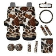 thumbnail image 2 of XYZCANDO Cow Brown Spot Print Car Seat Cover Steering Wheel Cover Car Trash Can Seat Belt Cover Keychain Lipstick Cover Center Mirror Cover Coasters Auto Interior Protector Personalized, 2 of 5