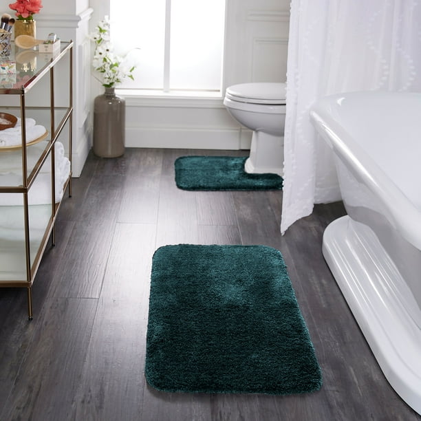Mainstays Performance Nylon Washable Bath Rug, Cool Water, 19.5" x 34