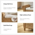 thumbnail image 6 of 56" Boho Rattan Storage Bench Flip-Top Upholstered Bed Foot Stool Roll Arm Solid Wood Legs Hallway End of Bed Natural, 6 of 7