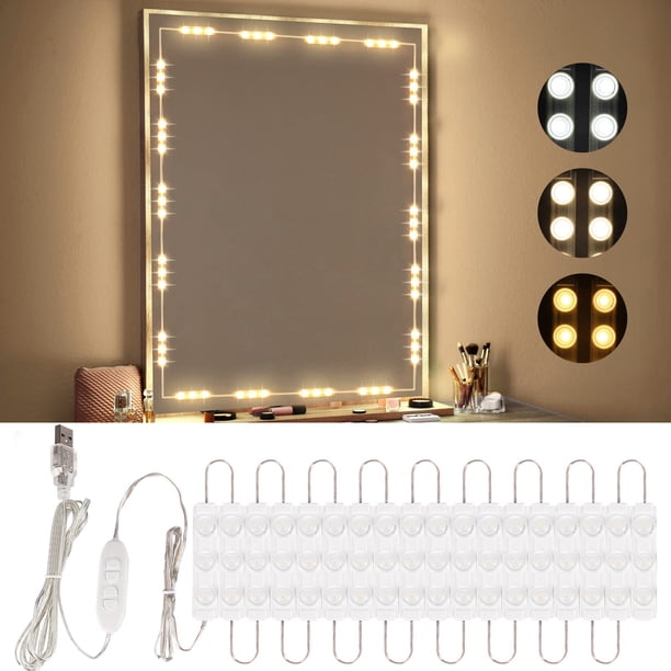 Consciot Luces Led De Tocador Para Espejo Estilo Hollywood Tira De Luces De Espejo De Tocador Color Y Brillo Ajustables Cable Usb Luces De Maquillaje Regulables Adhesivas Para Tocador Espejo De Tocado