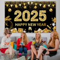 thumbnail image 4 of Fondo de fotografía de feliz año nuevo negro Saludos al año nuevo Banner de decoración de fiesta de Nochebuena Accesorios de estudio fotográfico, 4 of 5