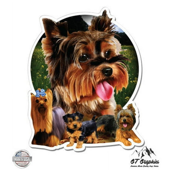 Yorkie - 3" Vinyl Sticker - For Car Laptop I-Pad Phone Helmet Hard Hat - Waterproof Decal