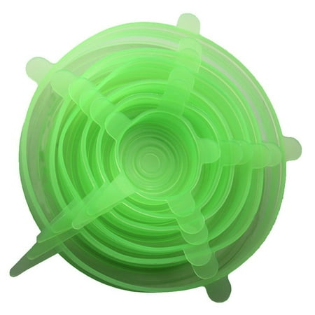 Foaming Toilet Bowl Cleaner - Silicone Stretch Lids BPA-Free Food Fresh Covers for Bowls (6 pack) (Green)
