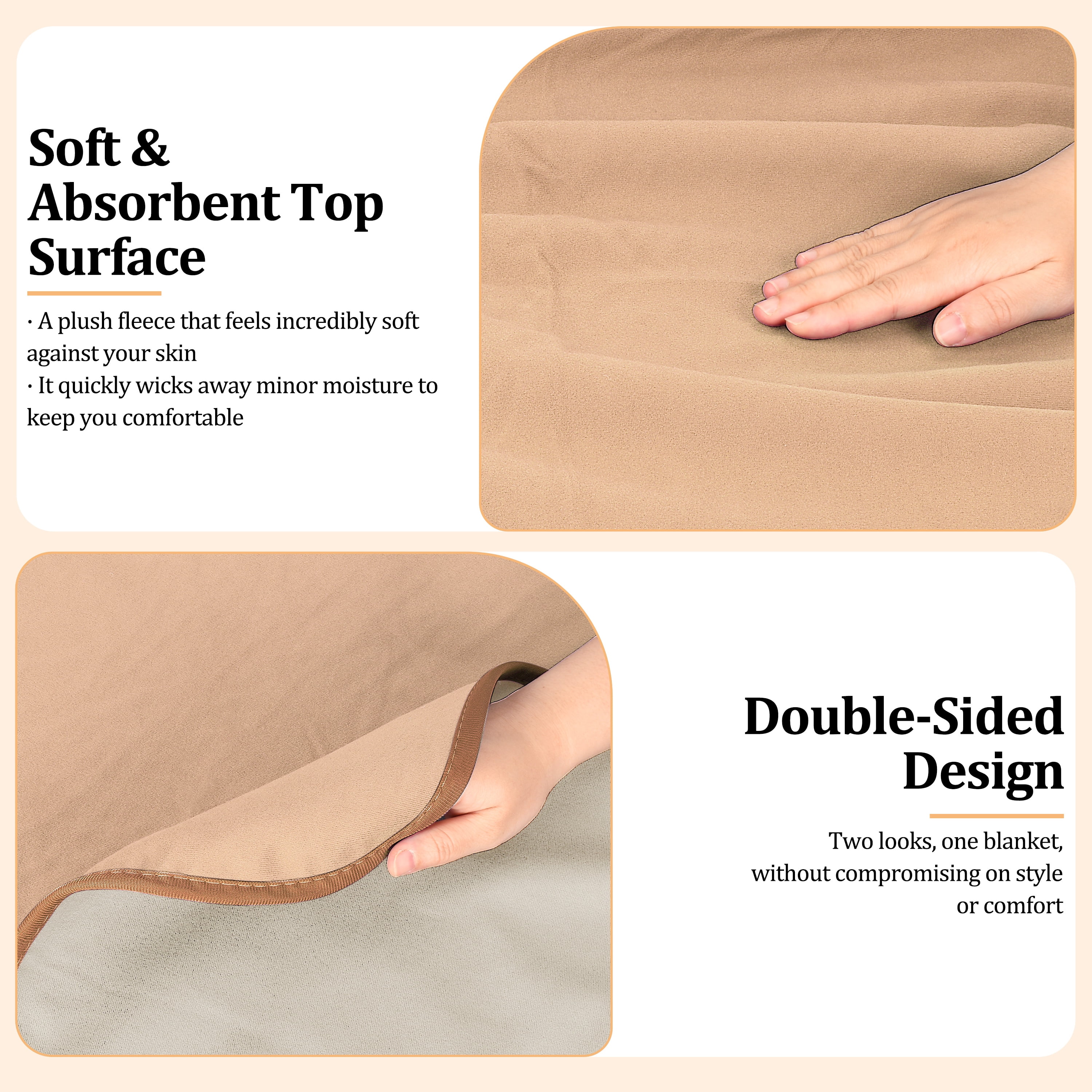 Catalonia Waterproof Dog Blanket for Couch, Reversible Washable Sofa Bed Coverlet Protector, Leakproof, Comfortable Blanket for People and Pets, Camel/Taupe, 50" x 60"