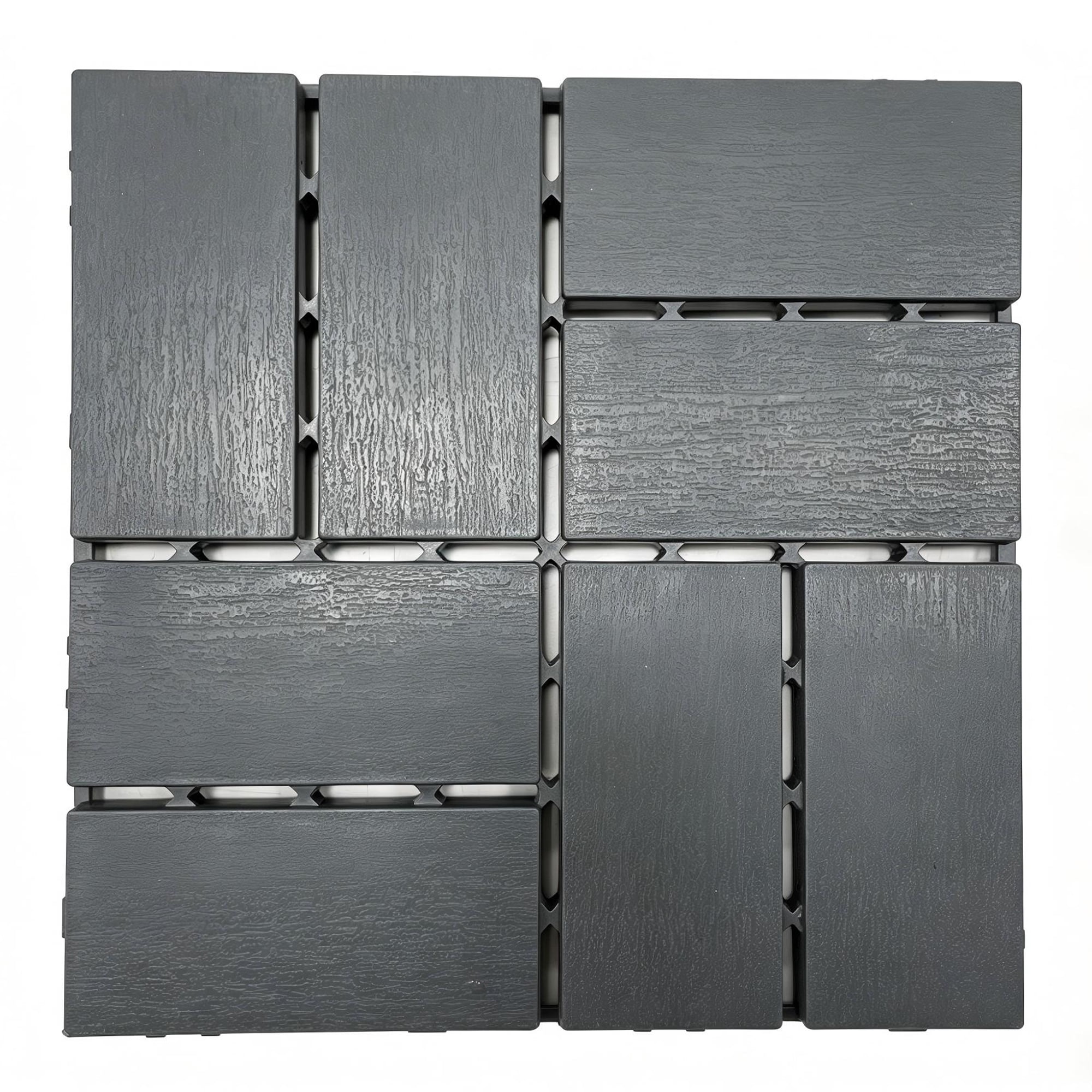 Interlocking Deck Tiles 44-Pack 12x12 Inch, Waterproof Patio Flooring and Snap Together Decking Tiles with Non-Slip Surface for Poolside Porch Garden, Gray