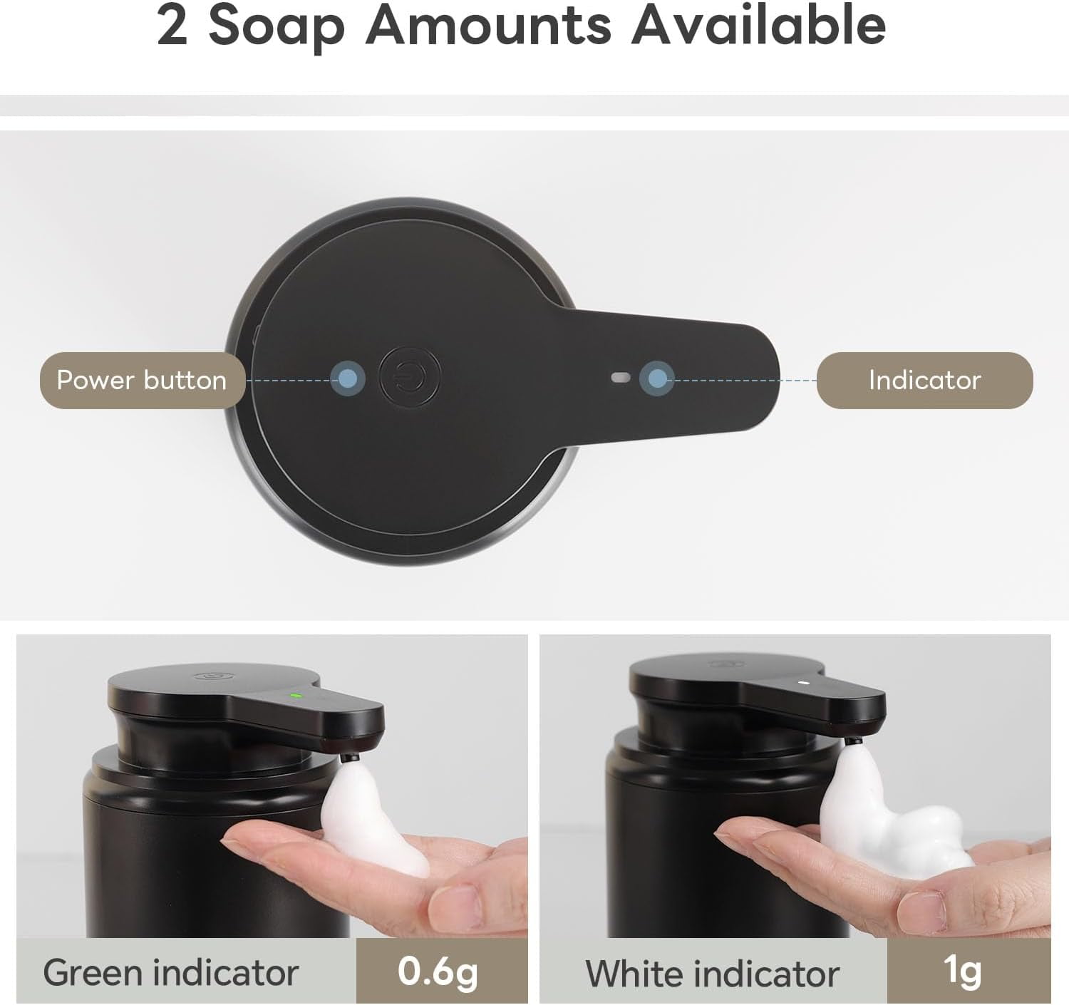 Lococo Automatic Foaming Soap Dispenser, Rechargeable Touchless Foam Hand Soap Dispenser for Bathroom, Soap Pump for Kitchen, Water-Resistant, Xmas Gift 10oz, Black