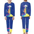thumbnail image 3 of DISNIMO Blue Cat Rainbow Pajamas Kids Size 4 Pajamas Girls 2 Piece Pajamas Set for Girls Pj Sets for Kids Boys Pjs for Kids Sleepwear Set Kids Pjs Boys Long Sleeve Night Wear for Kids, 3 of 7