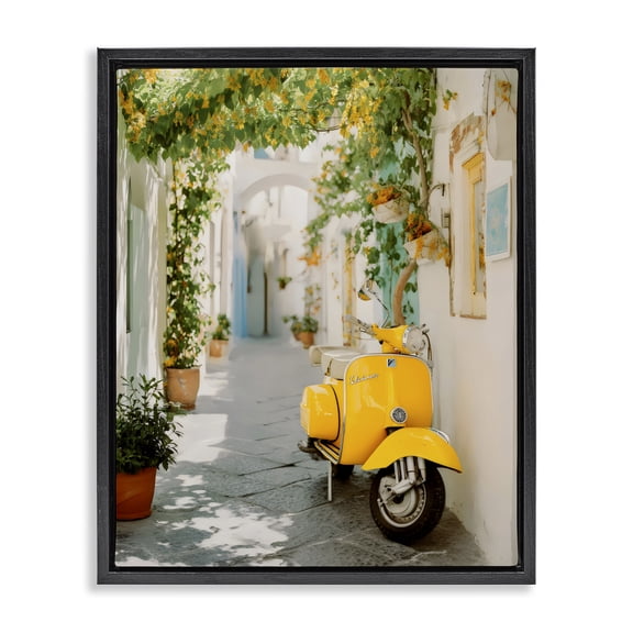 Stupell Industries Vacation Ride Through Alley Black Framed Floater Canvas Wall Art, design by Franklyn Gregory