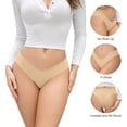 thumbnail image 4 of Women Seamless Bikini Cheeky Underwear Invisible No Show Panties V-Waist Hipster Ladies Soft Stretch Multi Pack, 4 of 6