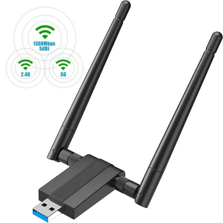WiFi Dongle,Wireless USB WiFi Adapter for PC: 1300Mbps WiFi USB, 802.11AC WiFi Adapter for Desktop PC, Dual Band WiFi Dongle Wireless Adapter for WIN7 8 10 11 XP MAC Linux