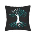 thumbnail image 4 of Set of 2 18x18in Throw Pillow Covers with Symmetrical Teal Tree Design on Black Background - Perfect for Couch Bed or Car, 4 of 8
