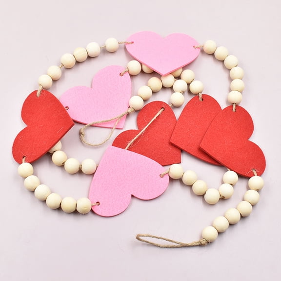 BESTYASH Handcrafted Valentines Day Jute Banner with Felt and Wood Beads Decor