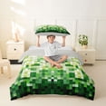 thumbnail image 2 of Erosebridal Green Square Twin Bedding for Boys, Pixelate Miner Duvet Cover Set, 2-Piece, No Comforter, 2 of 5