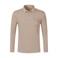 thumbnail image 6 of USNSM Men's Golf Shirt Casual Sport Slim Fit Plain Color T-Shirt Turndown Collar Button Long Sleeve Pullover Tops with Chest Pocket Khaki 2XL, 6 of 6