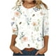 thumbnail image 2 of ICHUANYI Liquidación Camiseta holgada estampada a la moda para mujer Blusa de manga 3/4 de longitud media Blusa con cuello redondo Tops casuales ICHUANYI WER202308256011, 2 of 5
