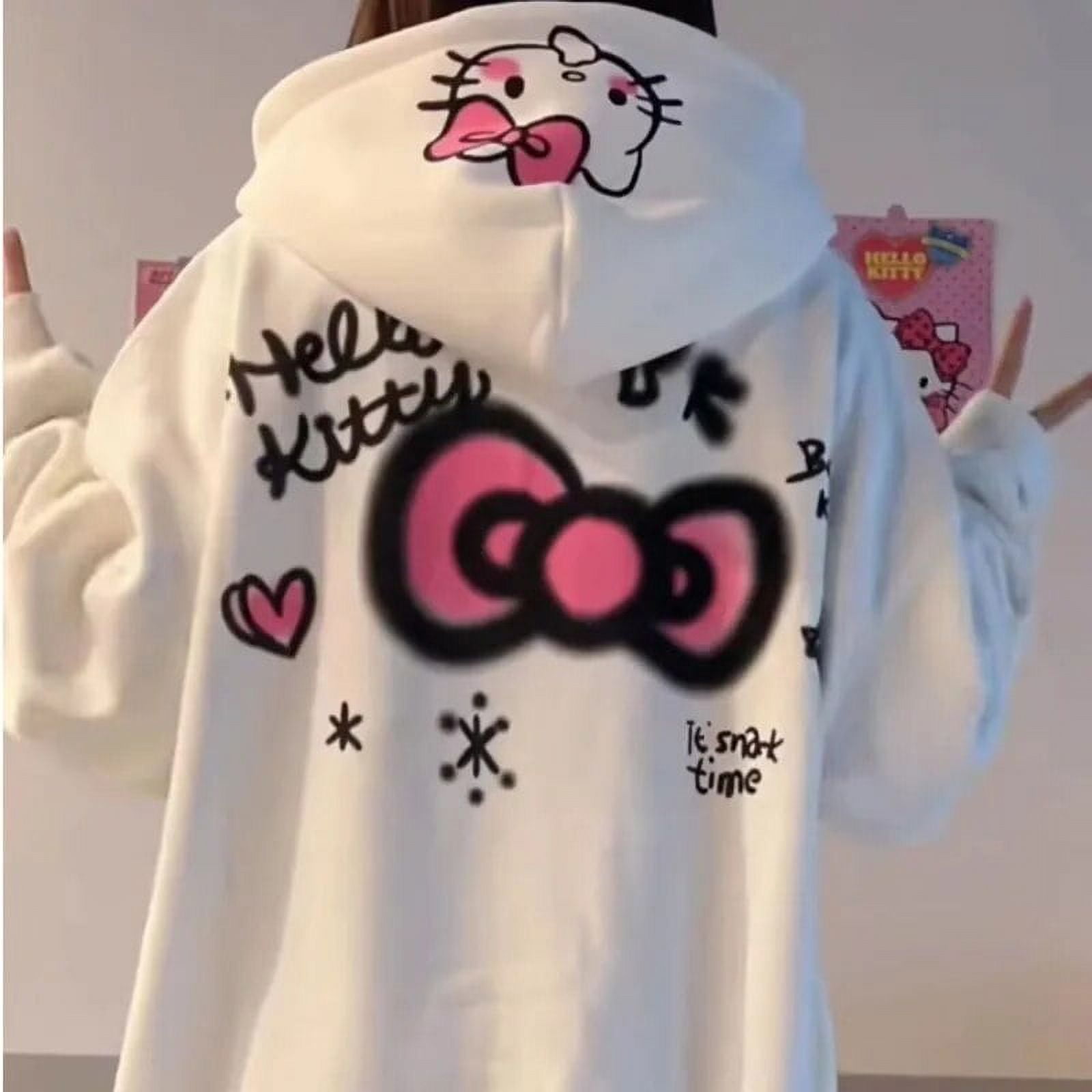 New Y2k Sanrio Hello Kitty Zip Up Hoodies Women Korean